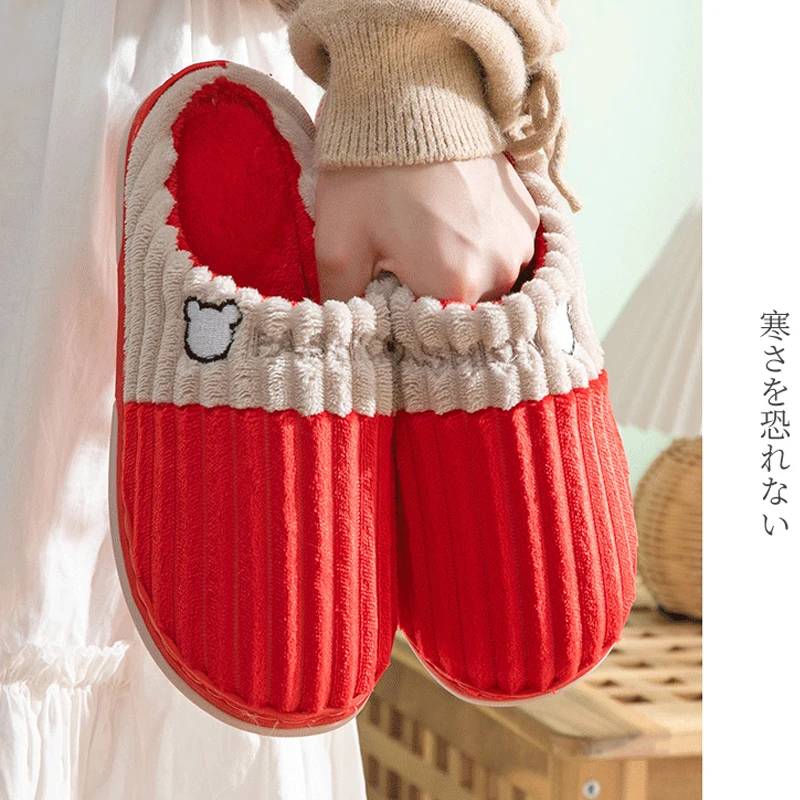 Cotton Slippers Female Winter Home Indoor Anti-skid Cute Plush Home Couple Warm Cotton Slippers Women's Sandals Summer 2022 Shoe
