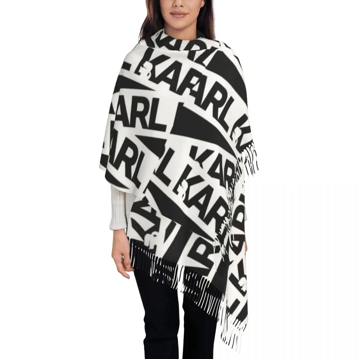 Роскошный шарф с кисточками K-Karl Who на заказ женские зимне-осенние теплые шали