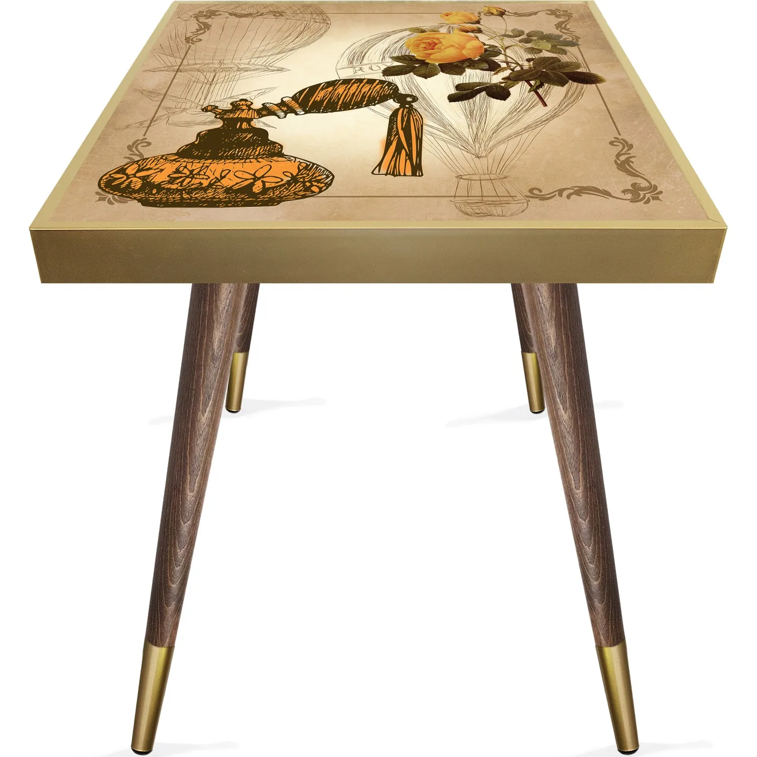 

Современный деревянный квадратный боковой стол 45x45 см в винтажном стиле