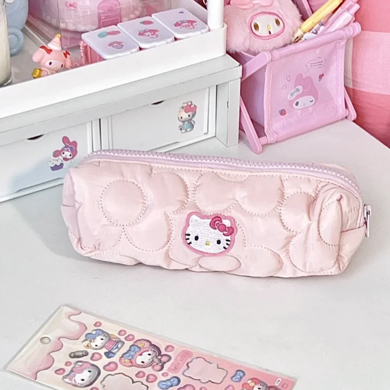 

Sanrio Kawaii Hello Kitty пенал студенческий мультяшный Канцтовары для девушек большой объем Карандаш кисти для макияжа сумка для хранения подарок для девушки