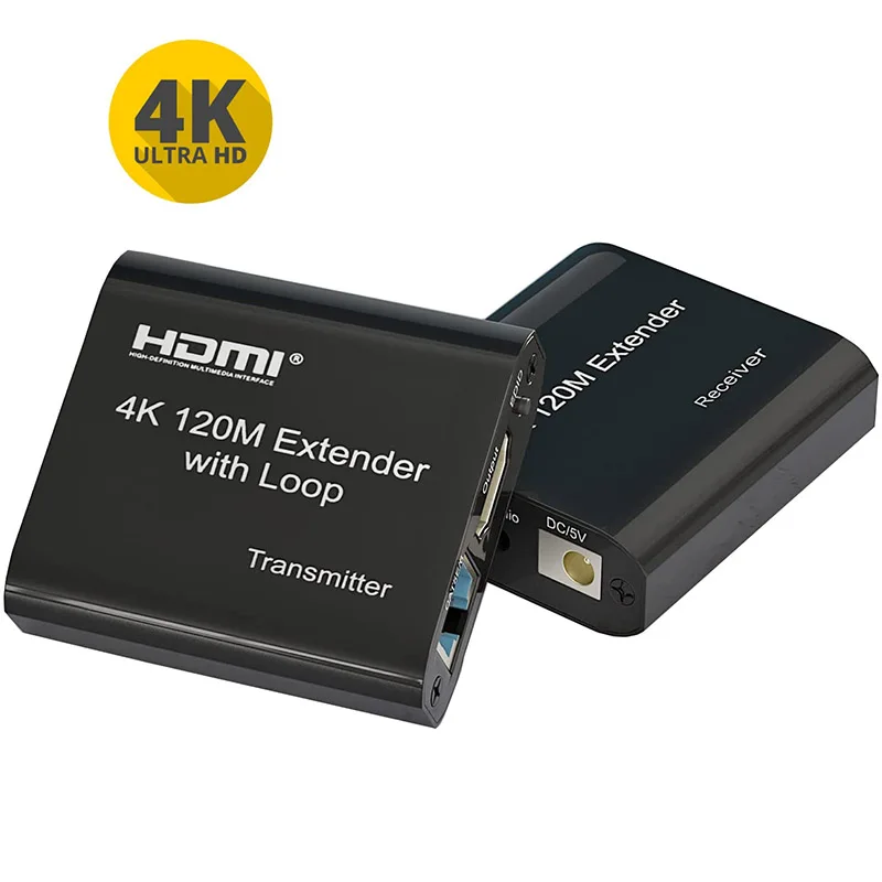 

4K 120M HDMI Extender over Rj45 Cat5e/6 Cable 1080P 60M HDMI Ethernet Extend with Audio Out EDID for PS4 Apple TV PC Laptop HDTV