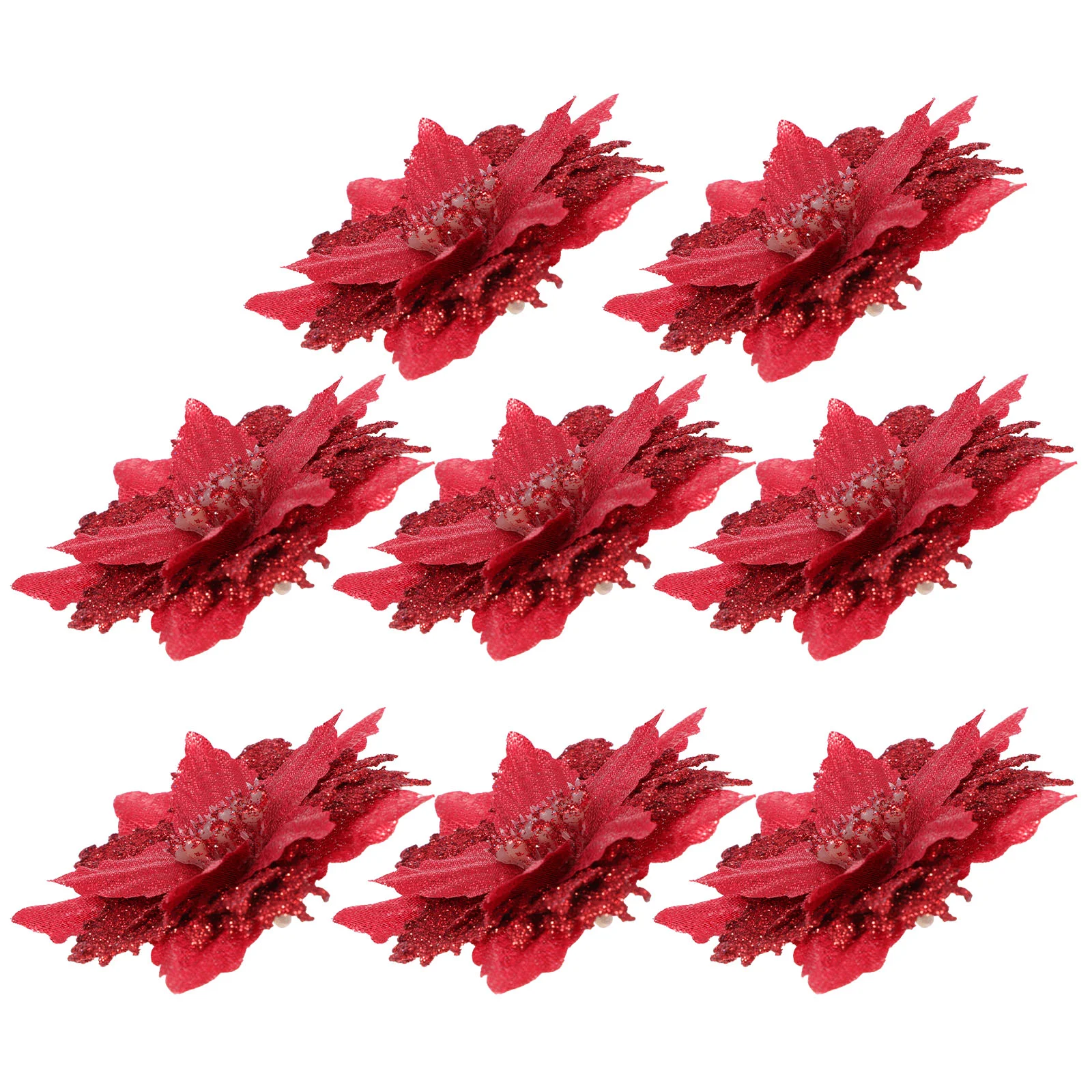 

Christmas Poinsettia Flowers Wreath Flower Artificial Glitterornaments Tree Decoration Decor