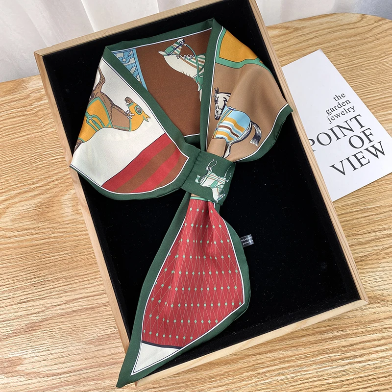 Дизайн шарфа с принтом лошади корейского стиля из шелка для женщин.