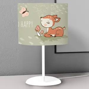 Cute Happy Gazelle Pattern Kids Bedroom Nightstand Night Desktop Lamp Decorative Lampshade Book Reading Light Lantern Bedside
