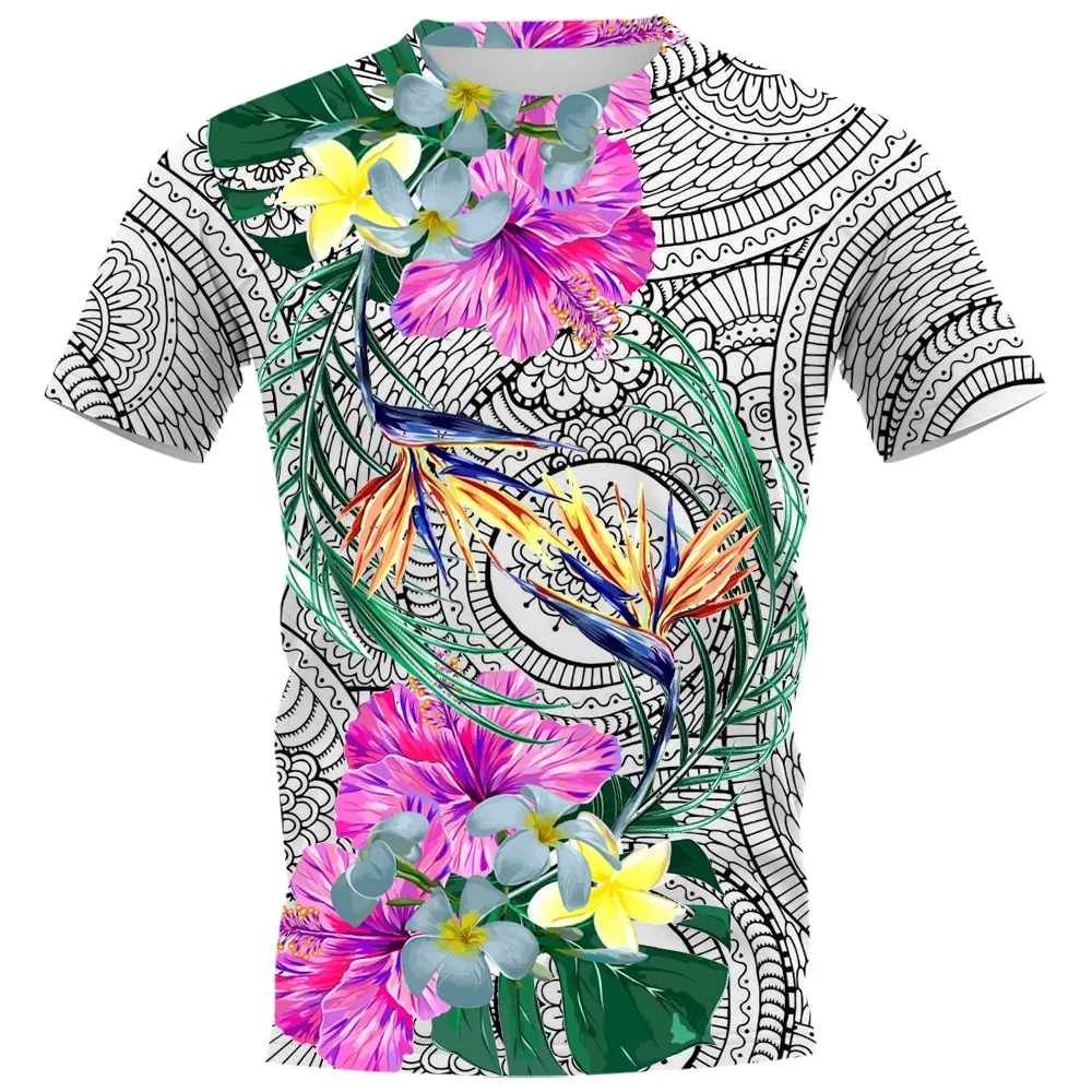 

CLOOCL Flower Printed T-shirts 3D Graphic Polynesia Tattoos Hibiscus Tees Fashion Men Pullovers Harajuku Streetwear Dropshipping