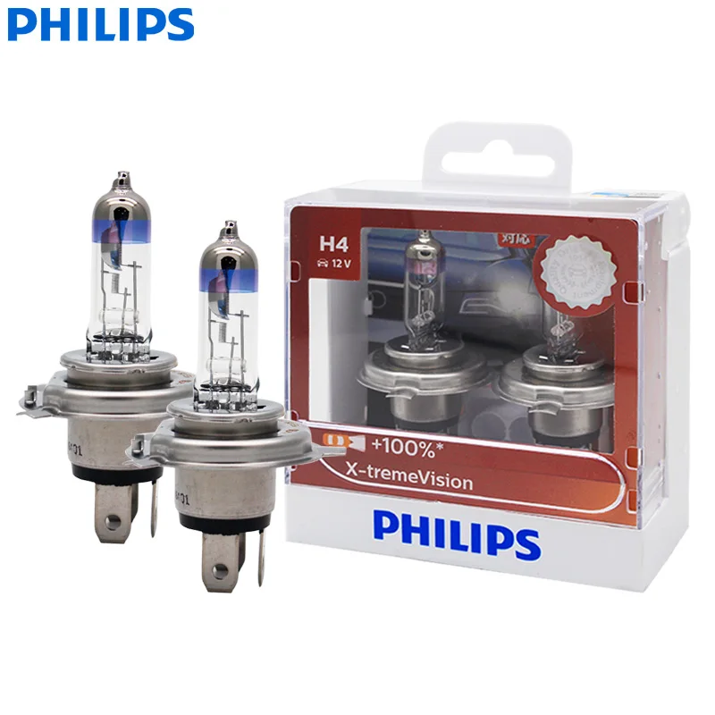 

2X Philips H4 9003 12V 60/55W P43t X-treme Vision Car Headlight Bulbs 100% More Bright OEM Halogen Genuine Lamps 12342XVS2