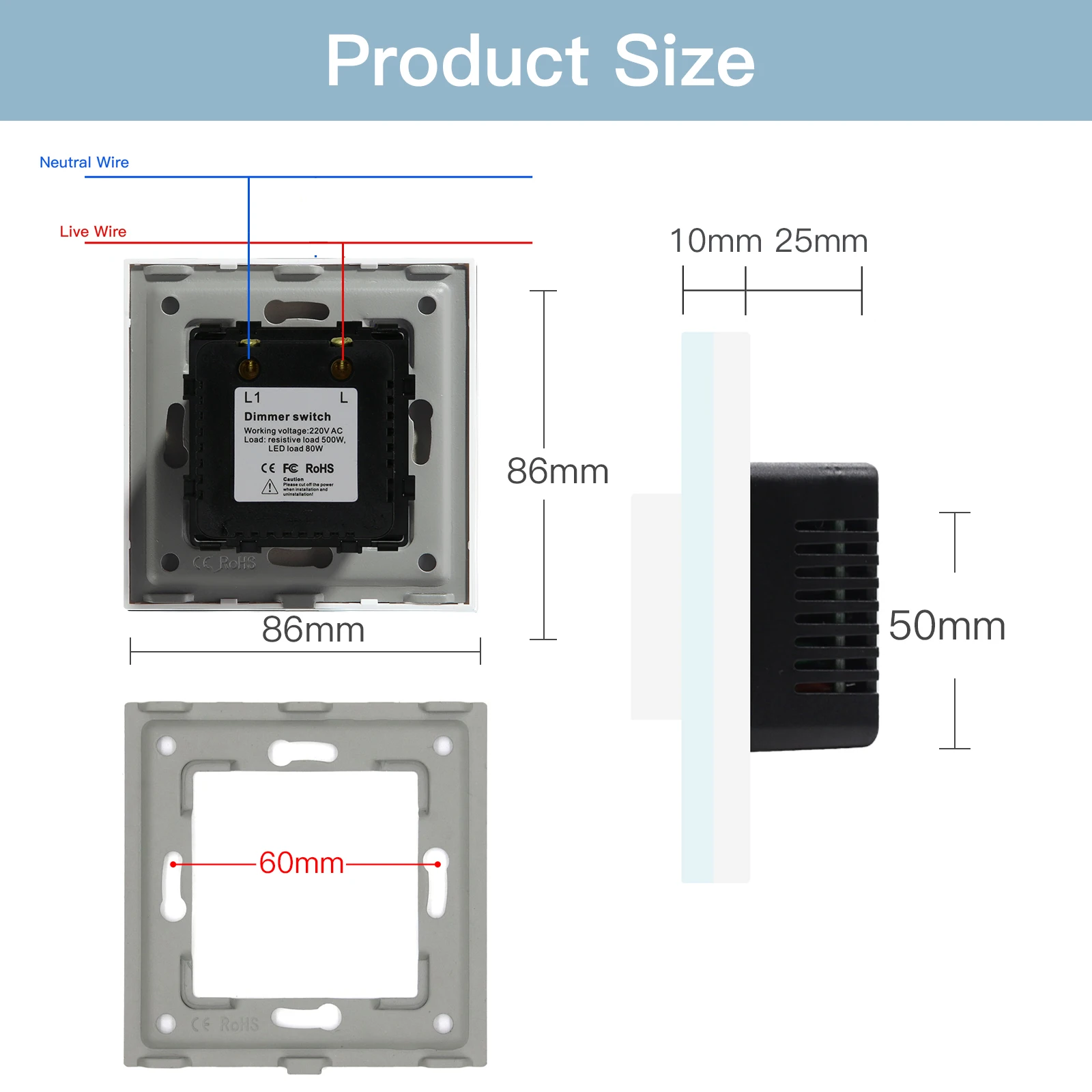 Переключатель света BSEED с регулировкой ярсветильник сти стеклянная Механическая