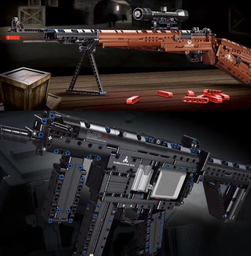 

High-Tech AK47 Assault Rifle 98K AWM Sniper Rifle MP5 Submachine Gun T2031 T2033 T2034 T2035 Building Block Toy For Boy Gifts
