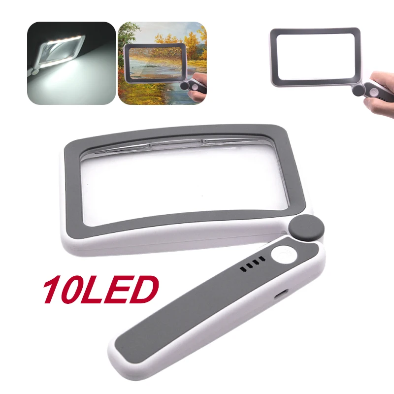 

Handheld Magnifiers 4X Folding Optical Lens Magnifier USB Charging Lighted Magnifying Glass with Power Display for Reading Books