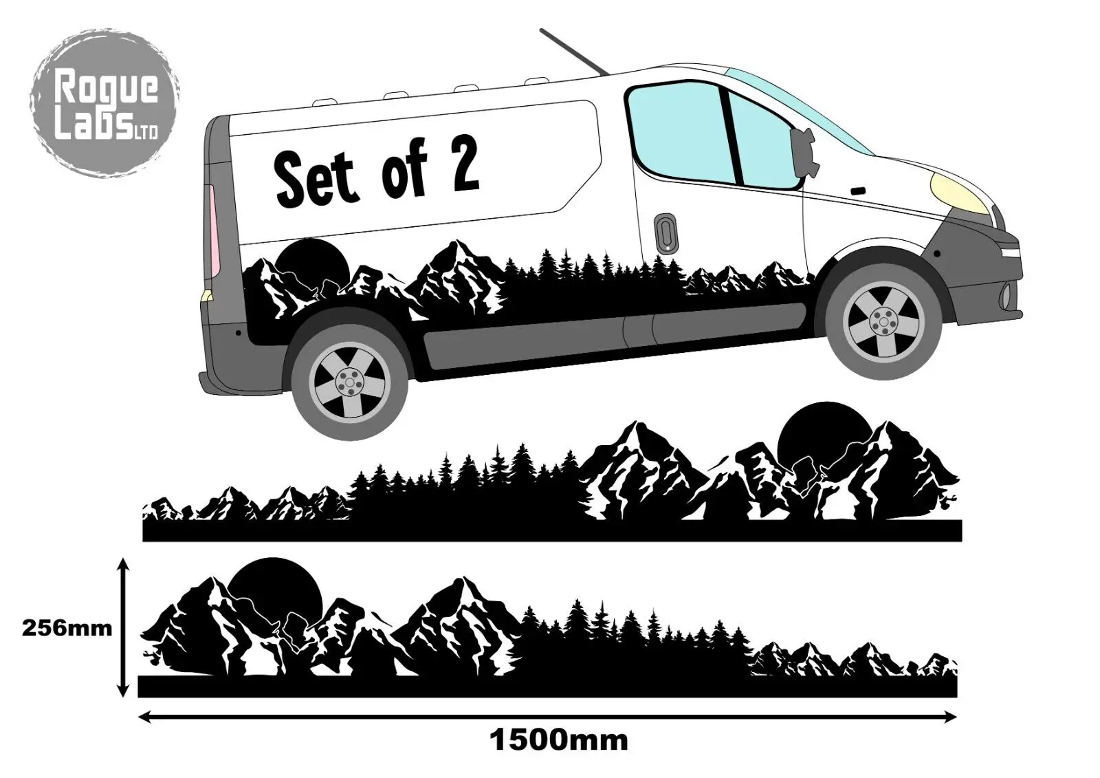 

Mountain Trees - Sticker Vinyl Decal Full Side Car Camper Design Home Wall Art