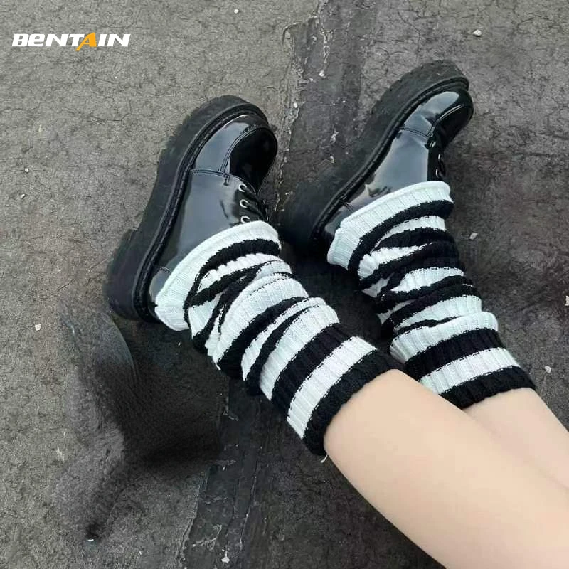 

Girl‘s Winter JK Lolita Long Socks Women's Leg Warmers Striped Knitted Trumpet Warm Arm Leg Warmer Harajuku Crochet Boot Cuffs