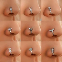 miqiao from micro perforated u animal nose clip body jewelery set zircon rabbit spider butterfly nose ring puncture accessories