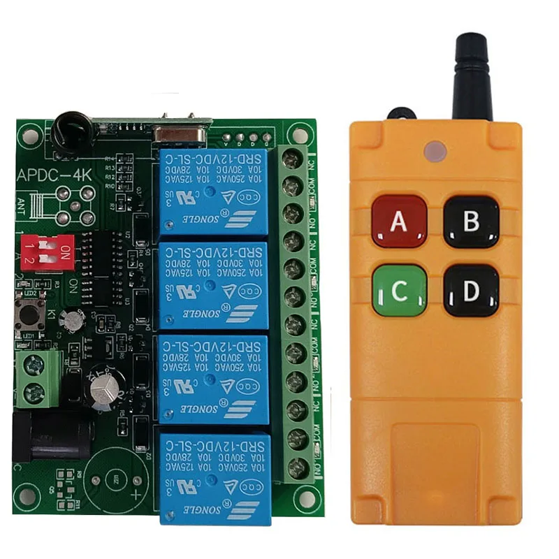 433 МГц Ndustriальный DC 12 В 24 4CH RF беспроводной пульт дистанционного управления