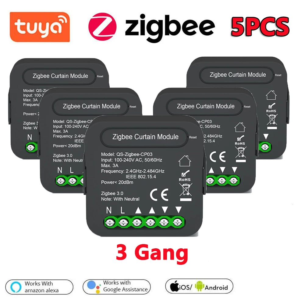 Модуль переключения занавесок QS-Zigbee/Wifi-CP03 Tuya ZigBee/Wi-Fi для рулонных жалюзи