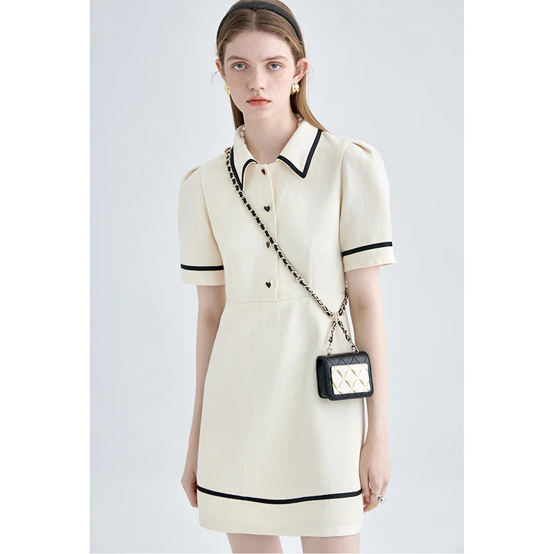

Женское летнее платье-рубашка-поло с коротким рукавом, модель 2023 года, модное мини-платье в стиле преппи с воротником-поло, милое однотонное платье, Y2K, женская одежда