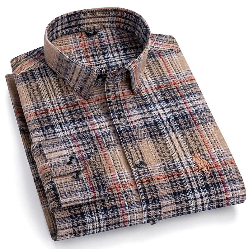 Рубашки с длинным рукавом для мужчин классический стиль отложной воротник