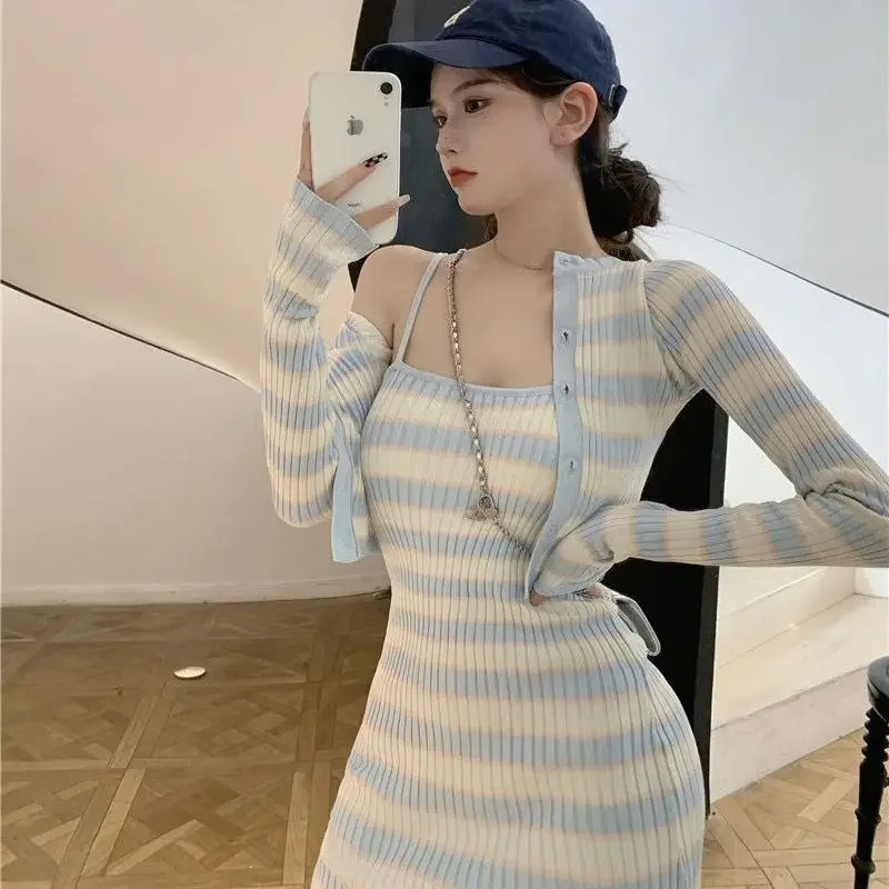 Осень 2024 новое женское элегантное крутое платье-майка костюм из двух предметов