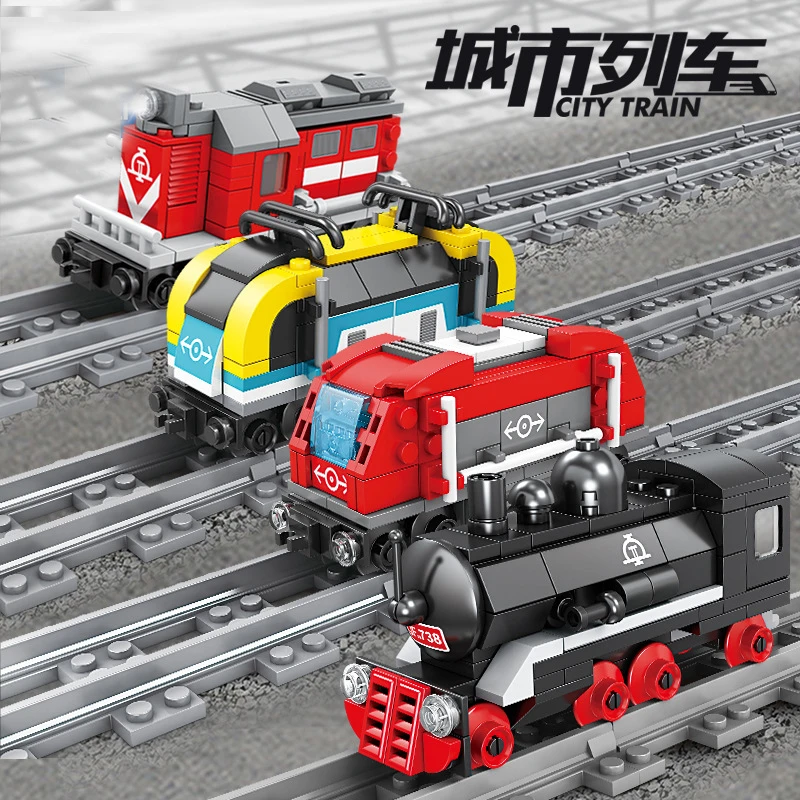 

City Train 4 In 1 Children's Assembled Model Freight Train Steam Train Building Blocks Bricks Toys Gifts