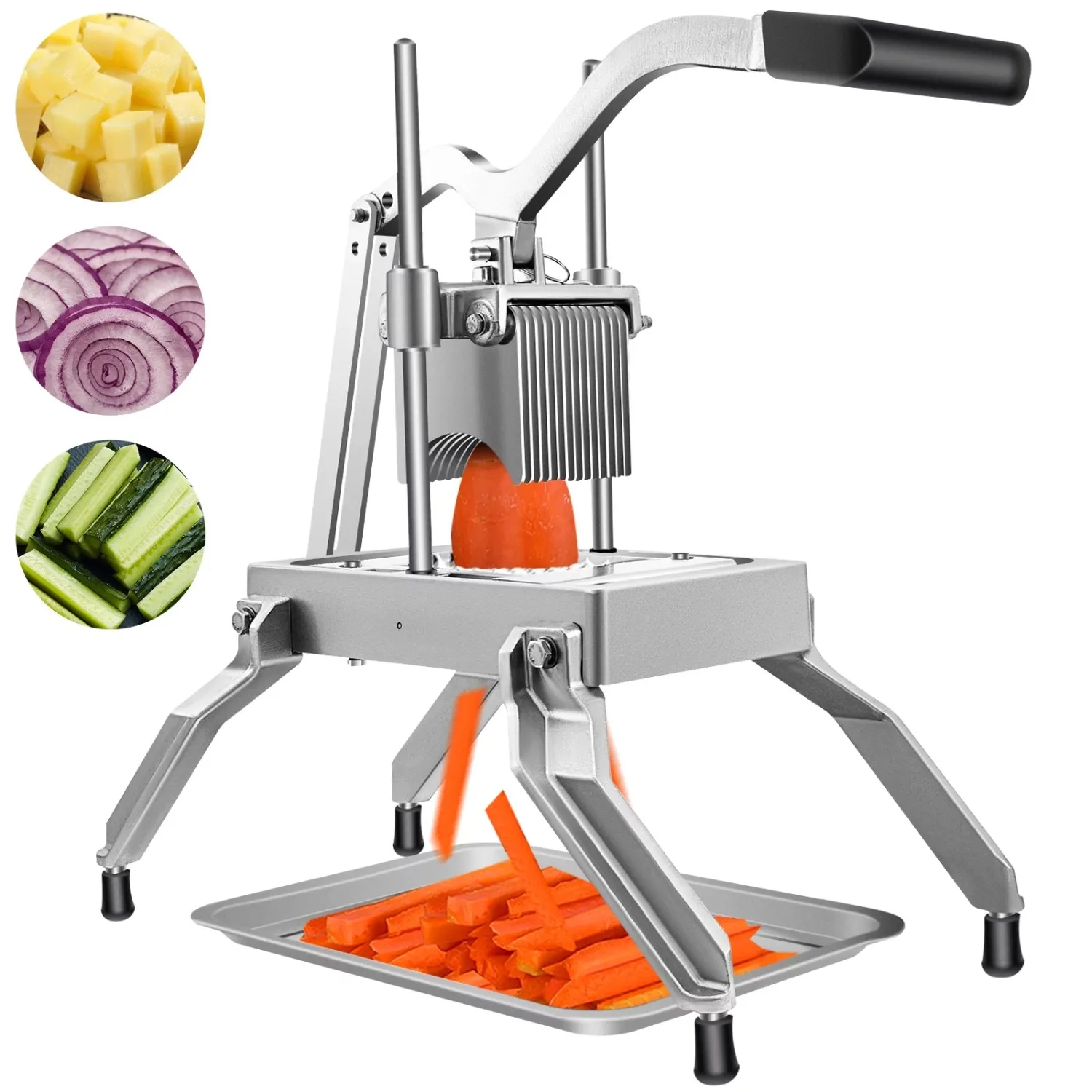 

Vegetable Fruit Dicer 3/8in Blade Onion Cutter Heavy Duty Kattex Chopper Tomato Slicer with Tray for Pepper Potato Mushroom