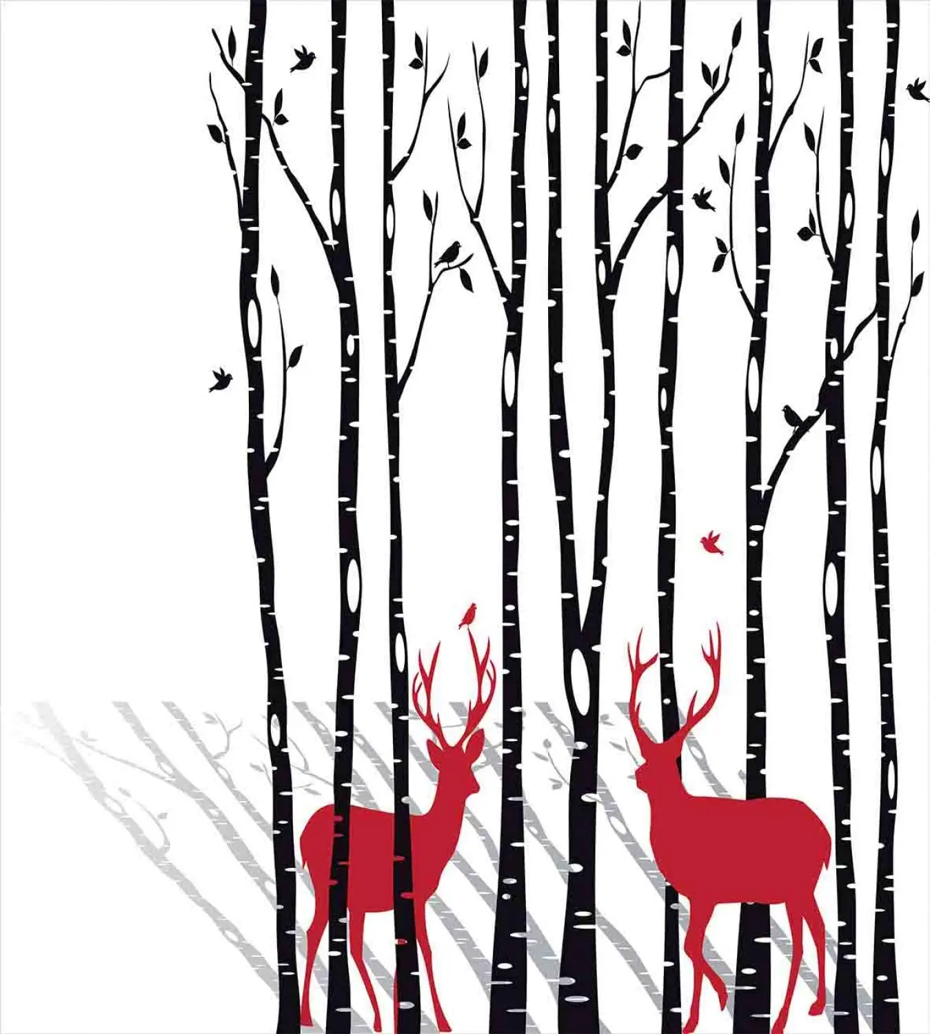 Набор пододеяльников с оленями деревьями и лесами красными праздничными