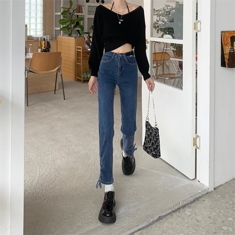

DD1969 New high-waisted slim design niche nine-point straight-leg women's jeans
