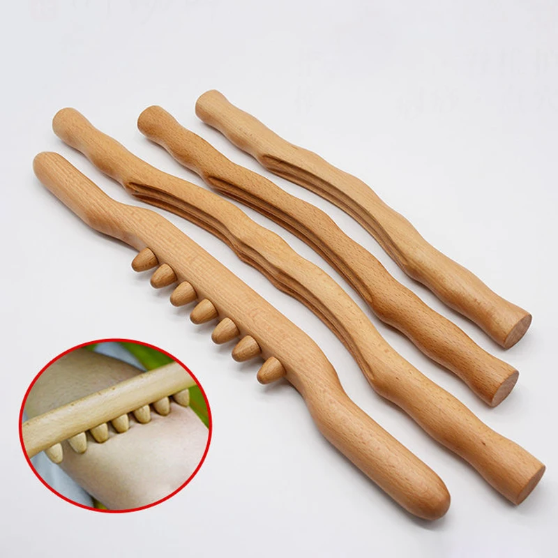 

4pcs Gua Sha Rolling Bar For Whole Body Scraping Massage Stick Wood Back Massager SPA Therapy Tool Point Treatment Guasha Relax