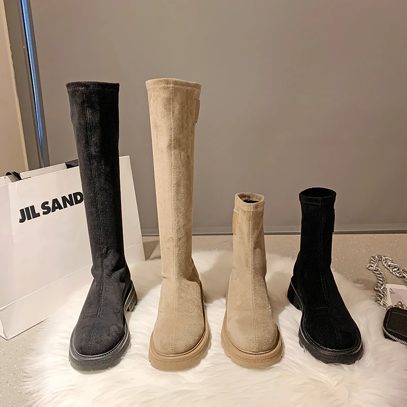 

But Knee Boots Women 2022 New Fashion All-match Autumn and Winter Suede Comfortable and Elegant Motorcycle Boots Women
