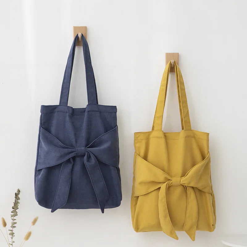 

Butterfly Tie Women Shopping Bag Handbag Foldable Reusable Quality Large Size Tote Bags Japan Style Student Canvas Shoulder Bag