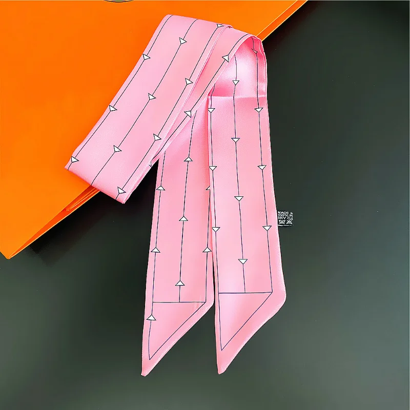 Женский Шелковый узкий шарф-повязка для волос, 90x5 см