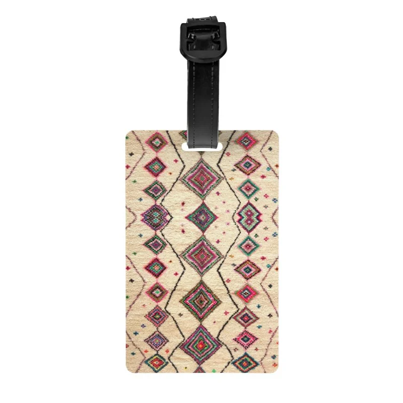 

Moroccan Berber Rug Boho Style Luggage Tags for Suitcases Funny Antique Bohemian Geometric Baggage Tags Privacy Cover ID Label