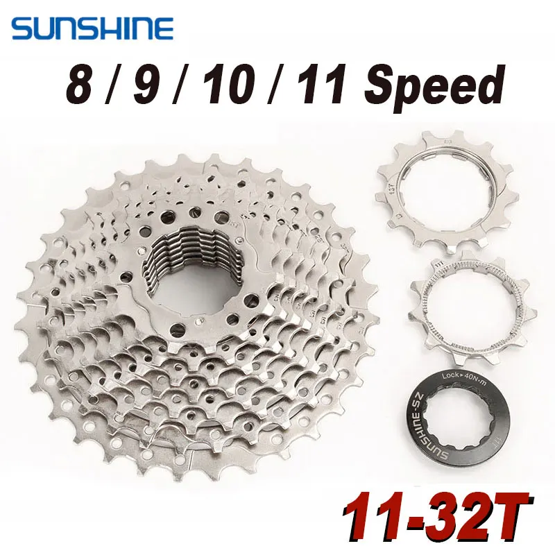 Кассета Sunshine MTB 32T для горного велосипеда, 8/9/10/11 скоростей, велосипед K7 11 в, звездочка, шоссейный велосипед, свободное колесо для Shimano M4100 M5100