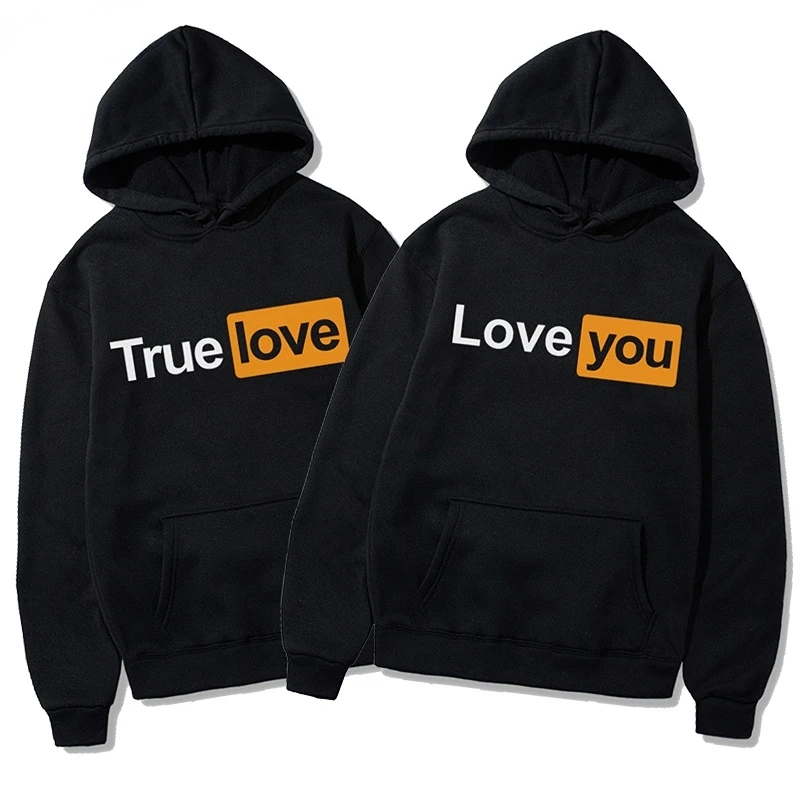 

Men's Hoodies True Love&Love you Letters Funny Print Harajuku Casual Mens Sweatshirts Male Hoodie Women Unisex Streetwear HipHop
