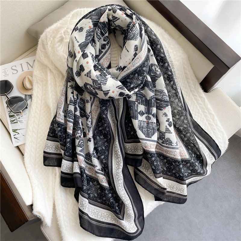 

Luxury Solid Scarf Women Cotton Gradient Wrap Hijab Muslim Head Scarves Shawl Winter Spring Warm Pashmina Foulard Beach Stoles