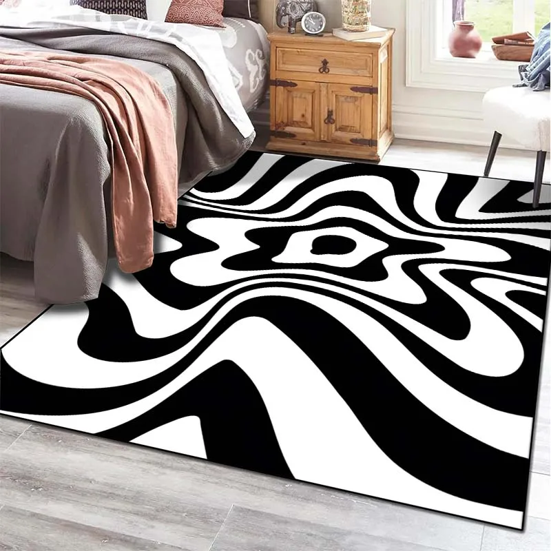 Черно-белый коврик с узором для гостиной спальни прикроватный напольный ванной 15