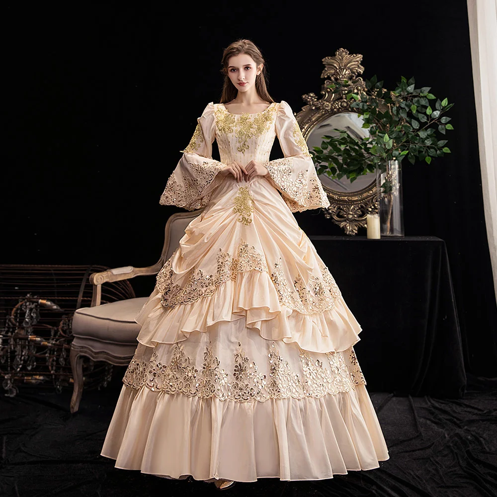 

New Champagne European Style Court Dress Royal Aristocratic Makeup Fairy Tale Host Annual Meeting Catwalk Studio Performance
