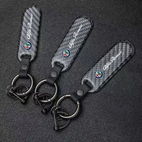 new fashion high grade carbon fiber car keychain rotating horseshoe rings for alfa romeo giulia giulietta 159 car accessories