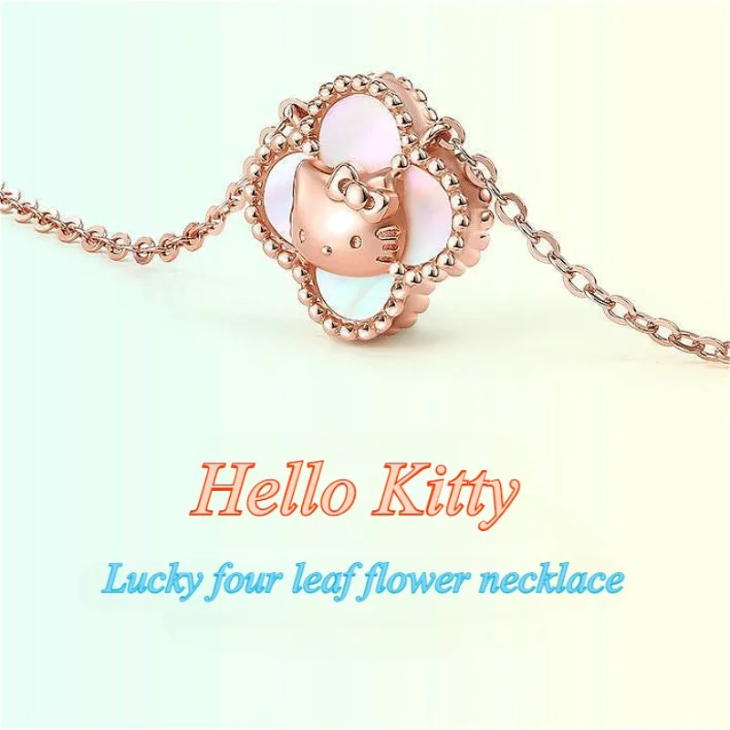 Sanrio Hello Kitty четыре листа клевера ожерелье Kawaii Sweet Ins ювелирные изделия мультфильм