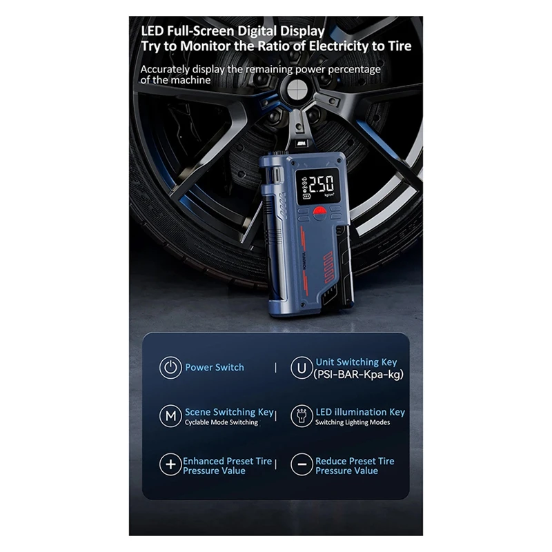 Автомобильный воздушный насос 14 8 В накачка шин автомобильный аварийный 10000 мАч