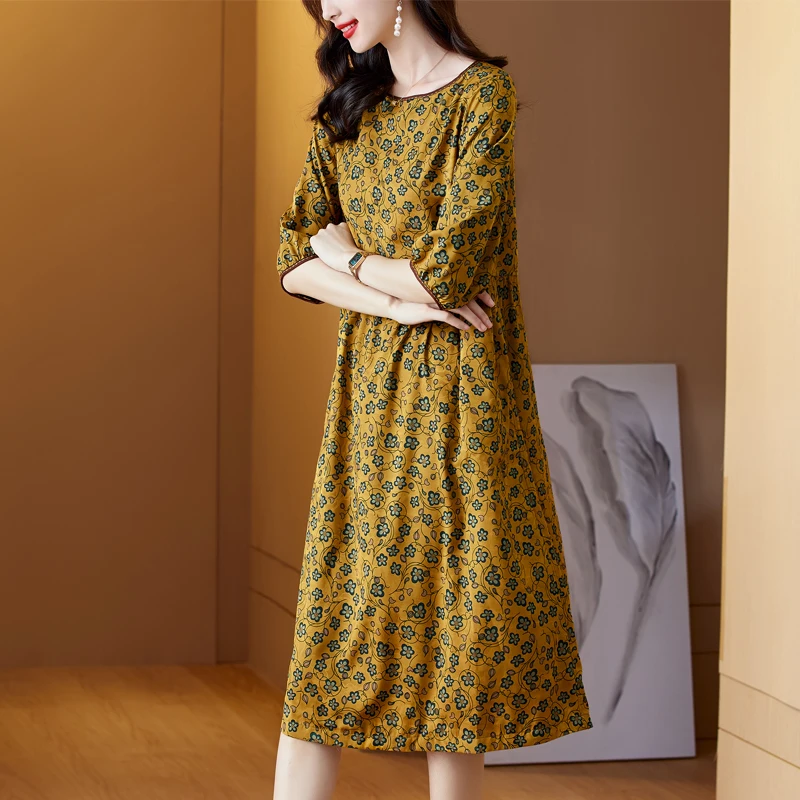 Женское шелковое атласное платье с принтом в виде облаков Новинка лета 2022