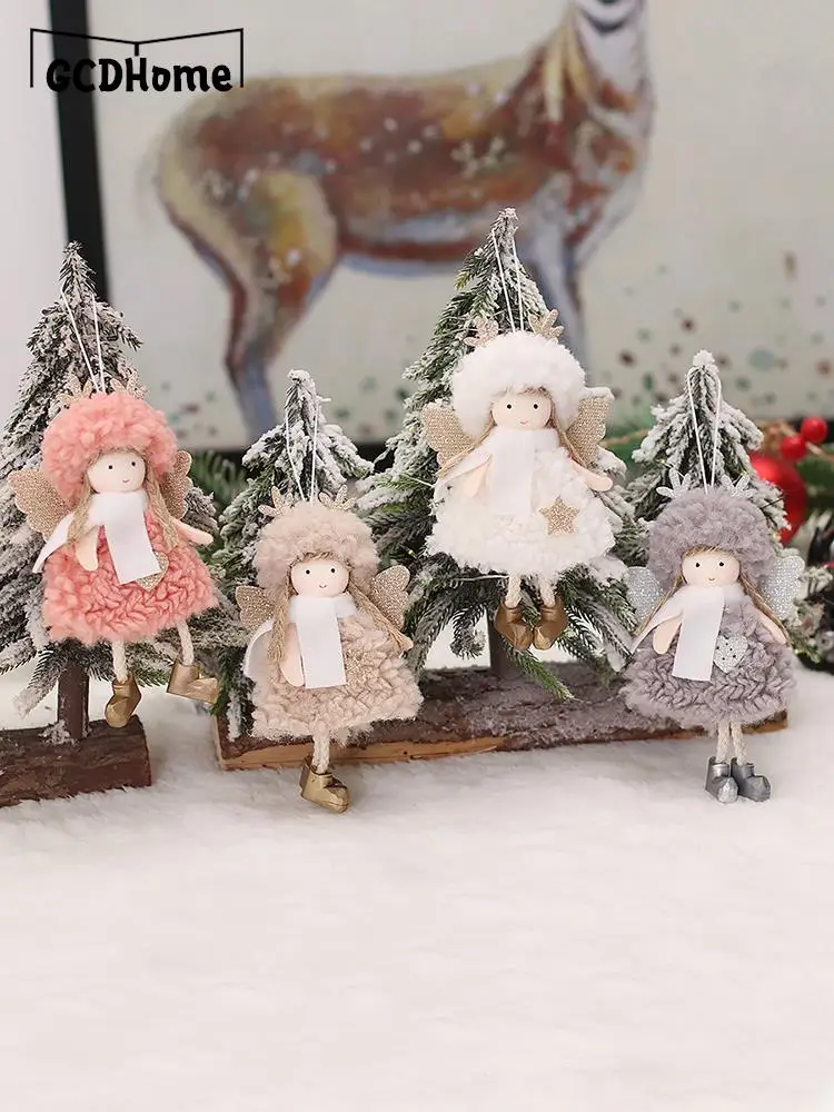 

Подвеска в виде девочки Ангела из шерсти ягненка с крыльями, Рождественская елка, оленьи девочки, кукольные украшения, подвеска