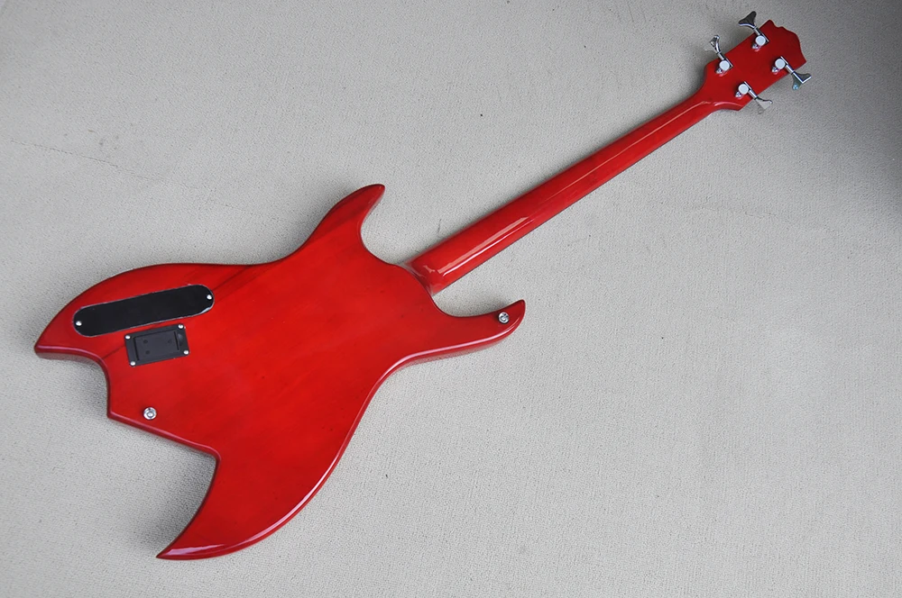 4-струнная красная электрическая бас-гитара с активным контуром подставка из