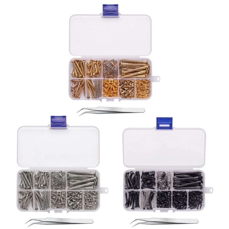

173 Pieces Guitar Screw Kits 9 Types, Guitar Screws Assortment Sets with Springs for Electric Guitar , Neck Plate