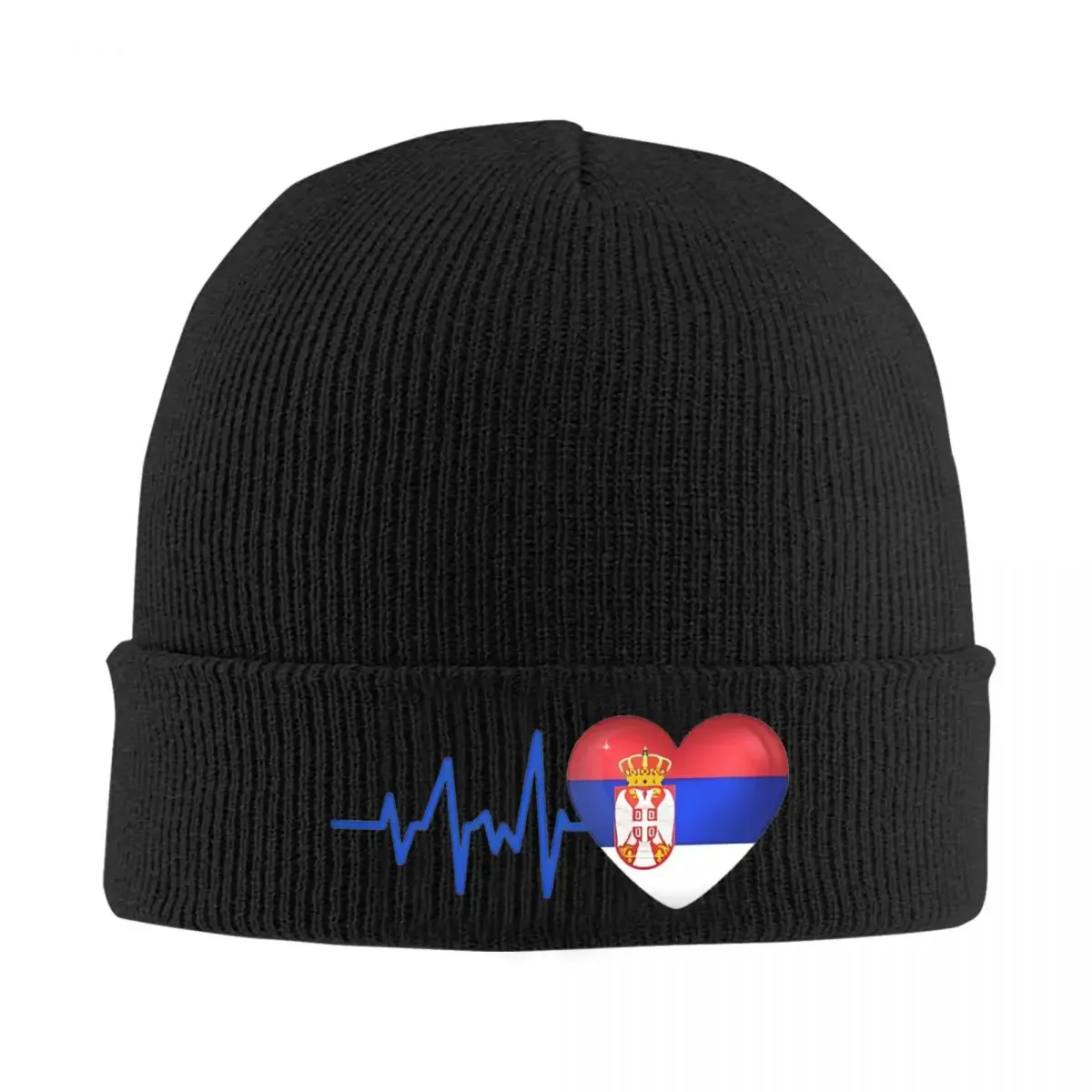 Heartbeat Сербии Флаг ЭКГ Шляпа Осенне-зимняя шапка Модные шапки Женская и мужская