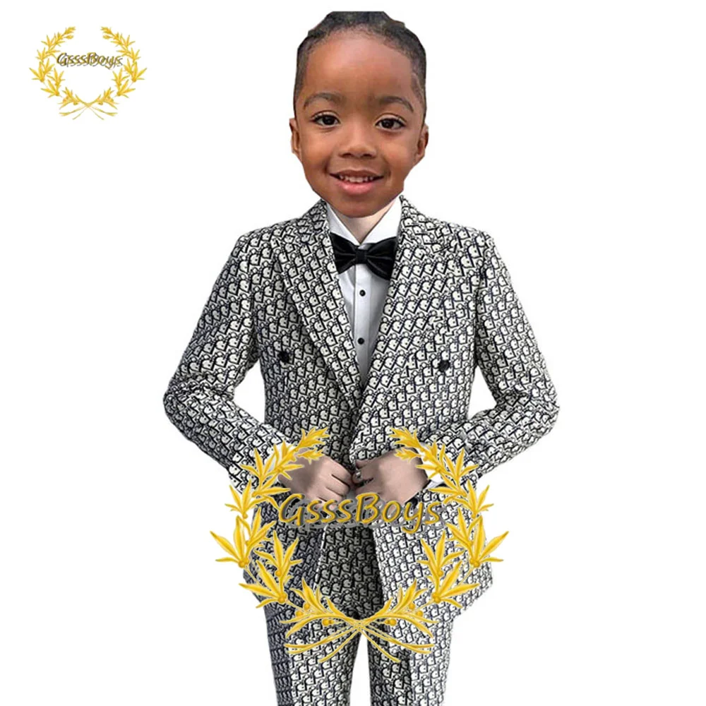 Boys Suit 2 Piece Wedding Tuxedo Fashion Formal Jacket Pants Kids Blazer Set Slim Fit Custom Child Full Outfit