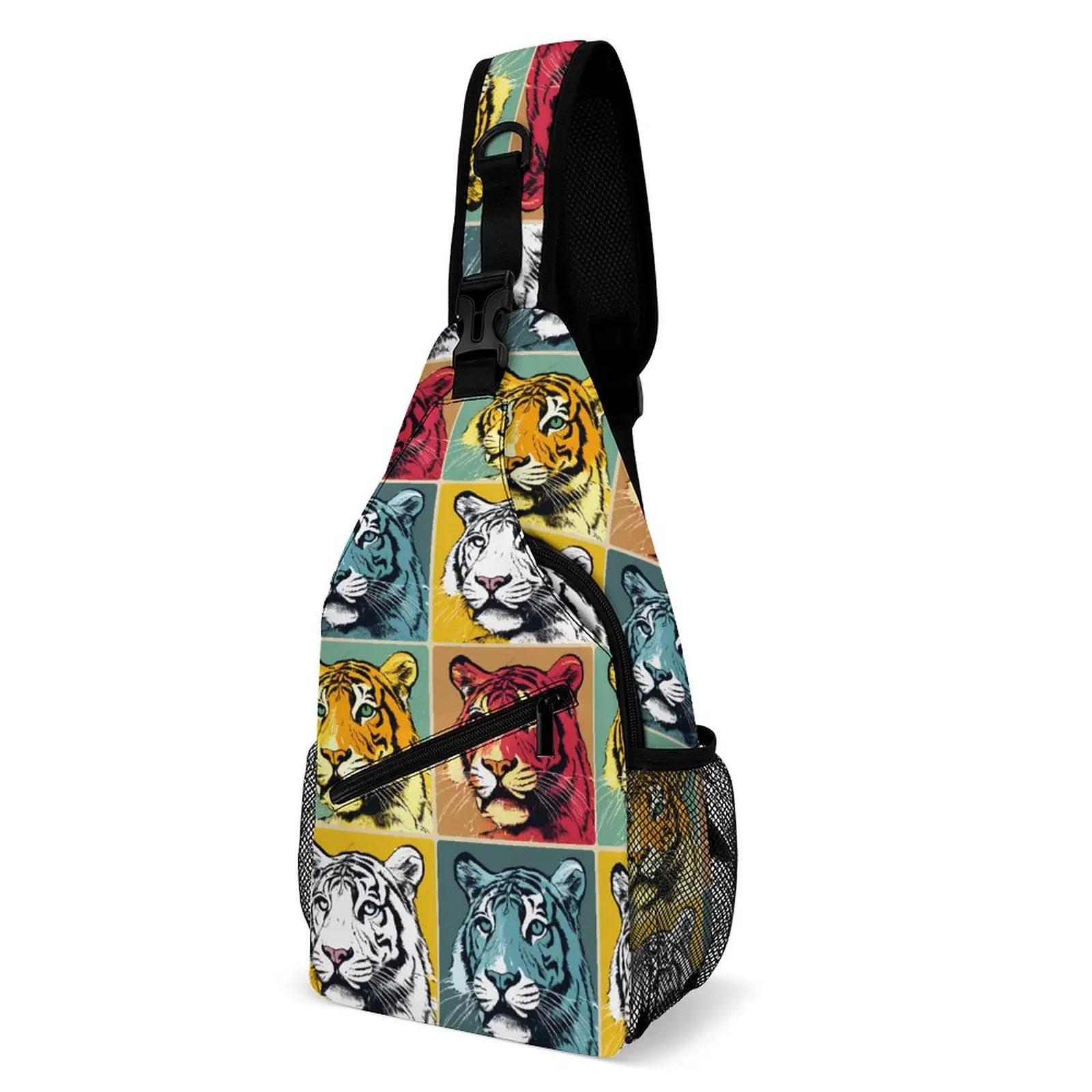 

Tiger Shoulder Bags Pop Art Memes Style Novelty Chest Bag Women Motorcycle Outdoor Sling Bag Phone Custom Small Bags