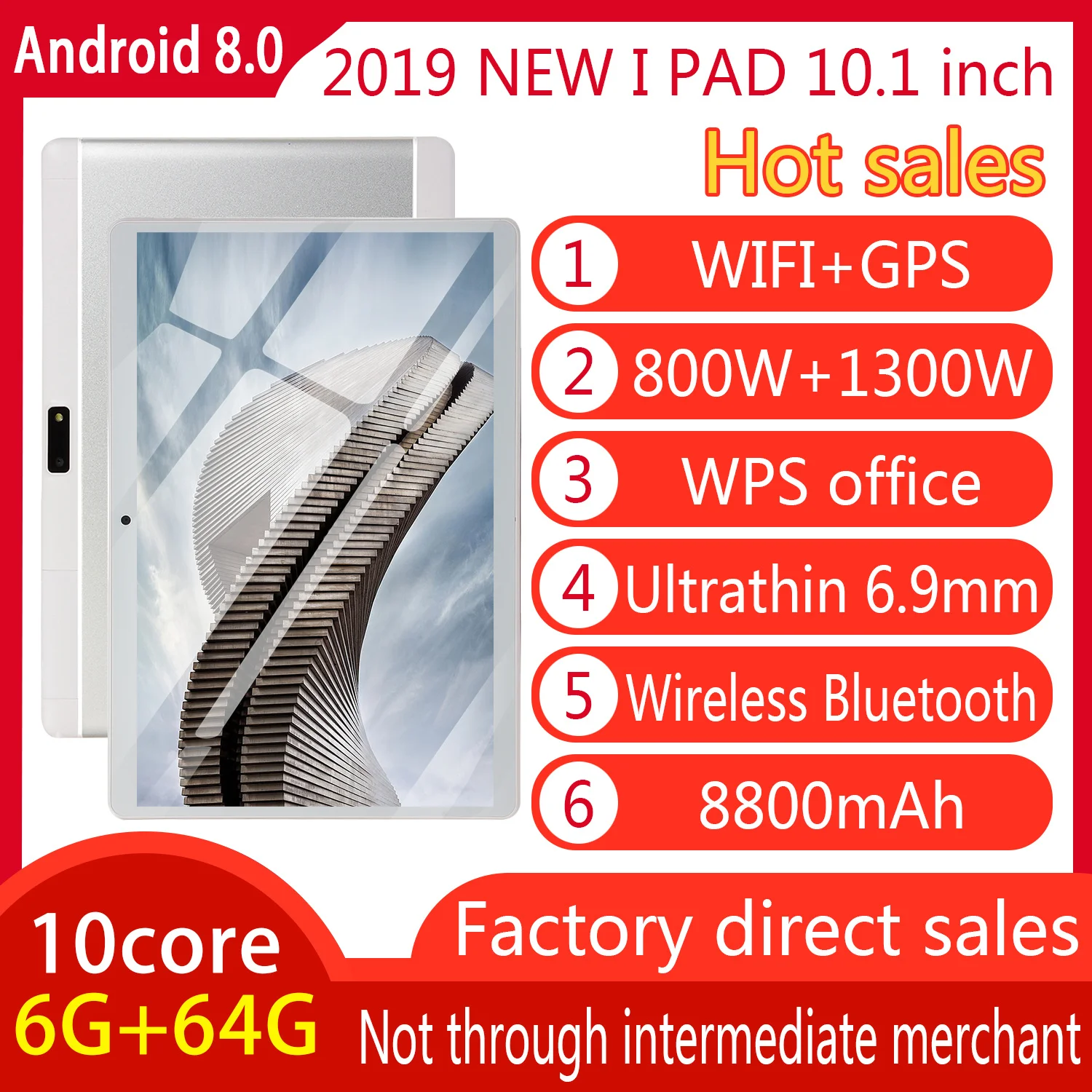 Newest Sale10.1 INCH Classic Android 8.0 Phone Call Tablet PC 6GB RAM+64GB ROM MTK6735 Quad Core1200*800 IPS Dual SIM Two Camera