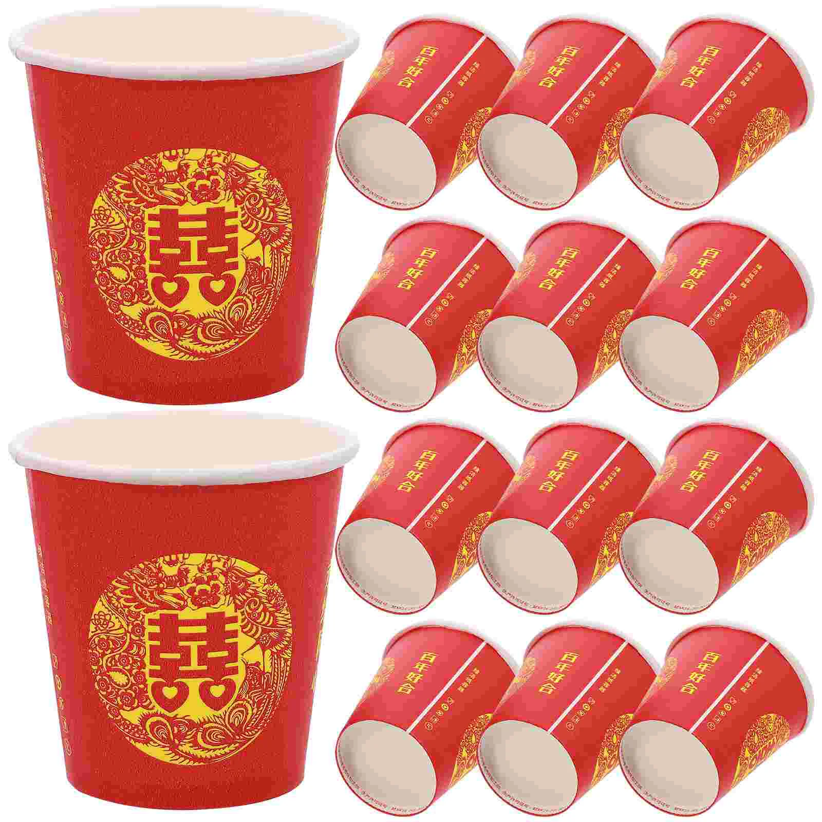 

100 Pcs Red Glass Wedding Banquet Paper Cups Disposable Cake Stand Beverage Party Food-grade Plates