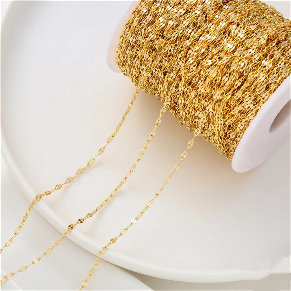 

Plated 14K color preserving gold shiny lip chain lip chain loose chain DIY handmade bracelet necklace head jewelry materials