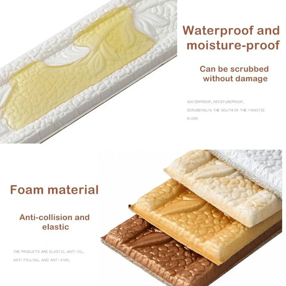 

DIY Decoration Foam Molding Trim Deep Gold Gold Gray Moisture-proof Self-adhesive Waterproof White Yellow&White