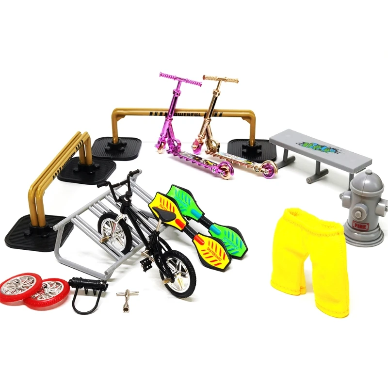 

Mini Finger Sports Skateboards/Bikes with Cute Fine Pants Play Toys Multifunctional Lawn Games Best Gift A2UB